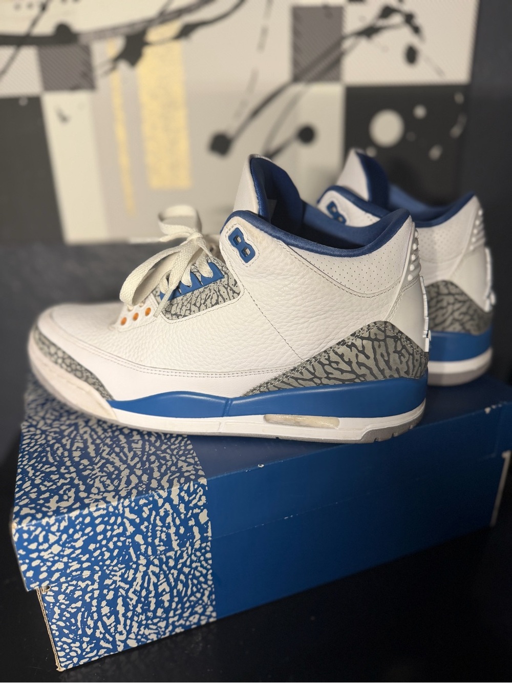 Air Jordan 3 Inspired Men’s White & Blue Basketball Sneakers
